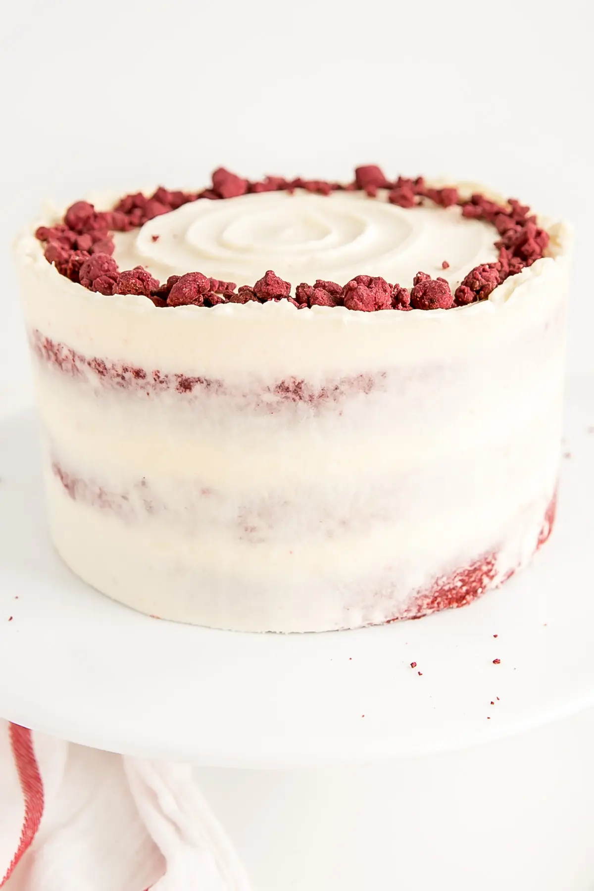 Close up of the crumble on top of the cake.