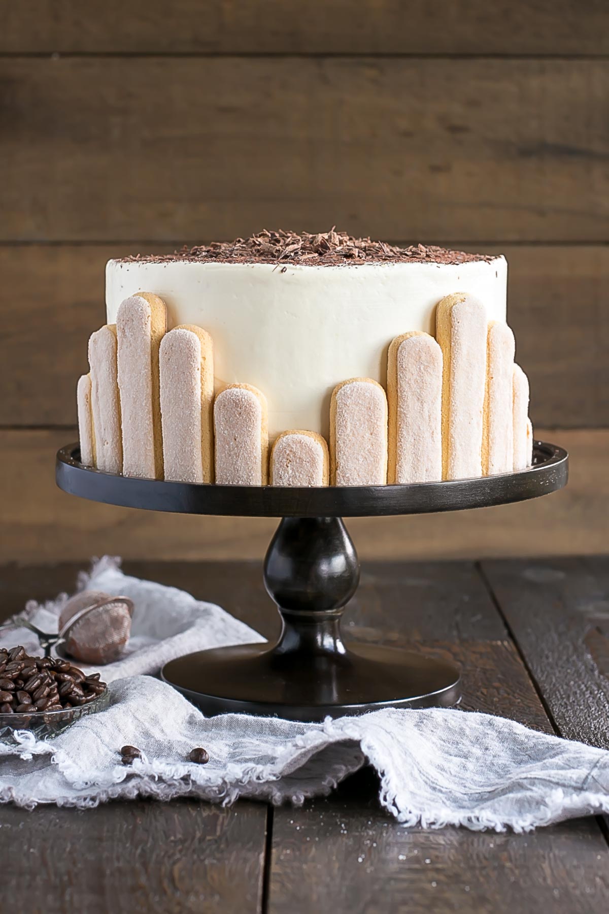 A piece of cake sitting on top of a wooden table