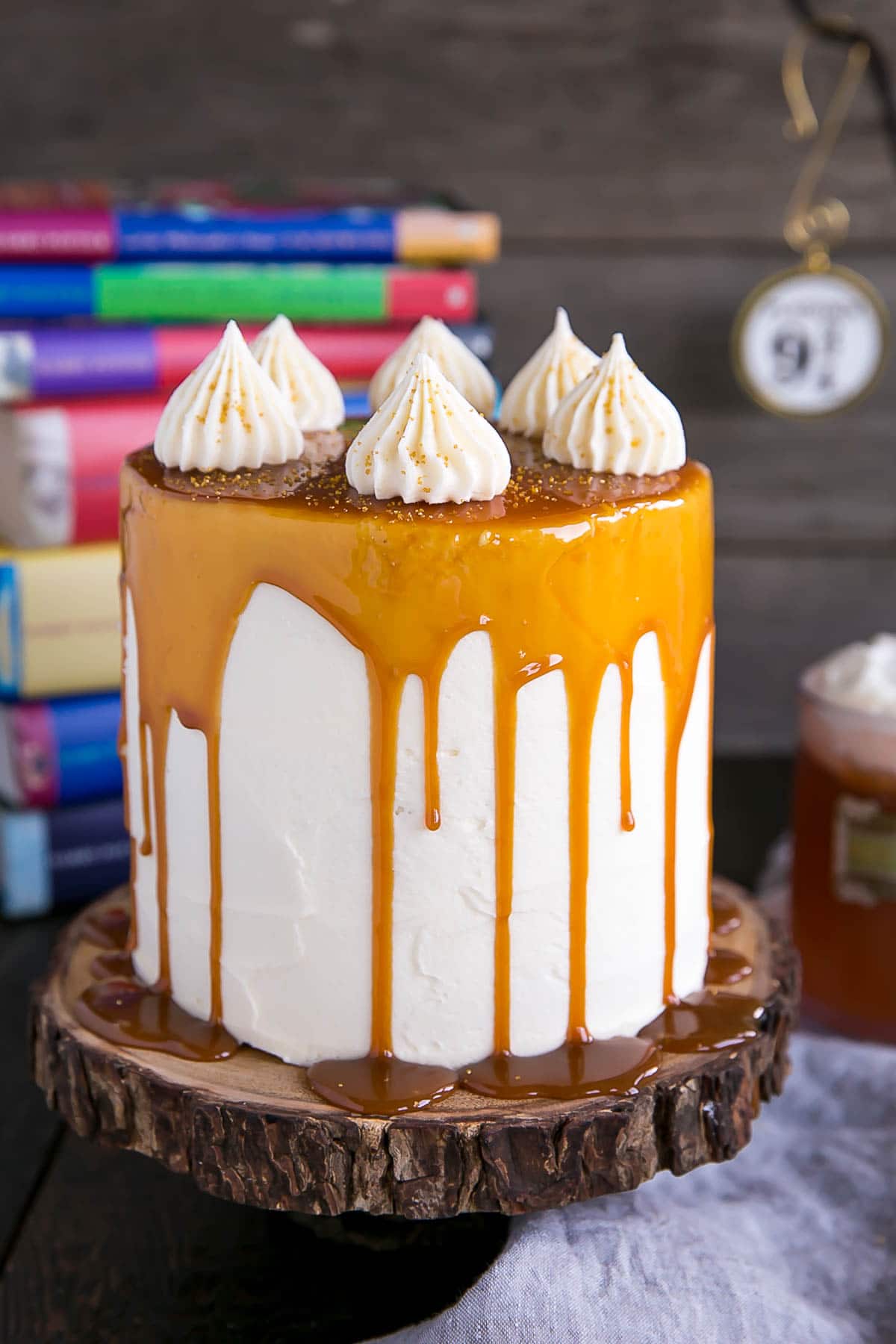 Butterbeer Cake made with butterscotch, cream soda, and marshmallow.