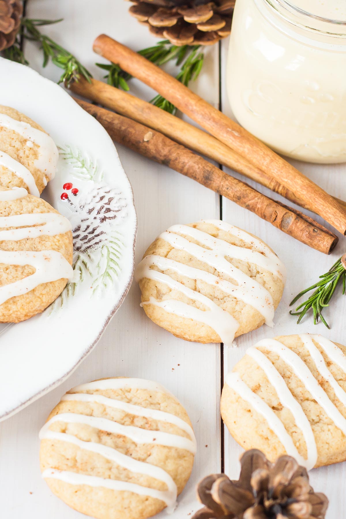 Cookies on a white wooden table.