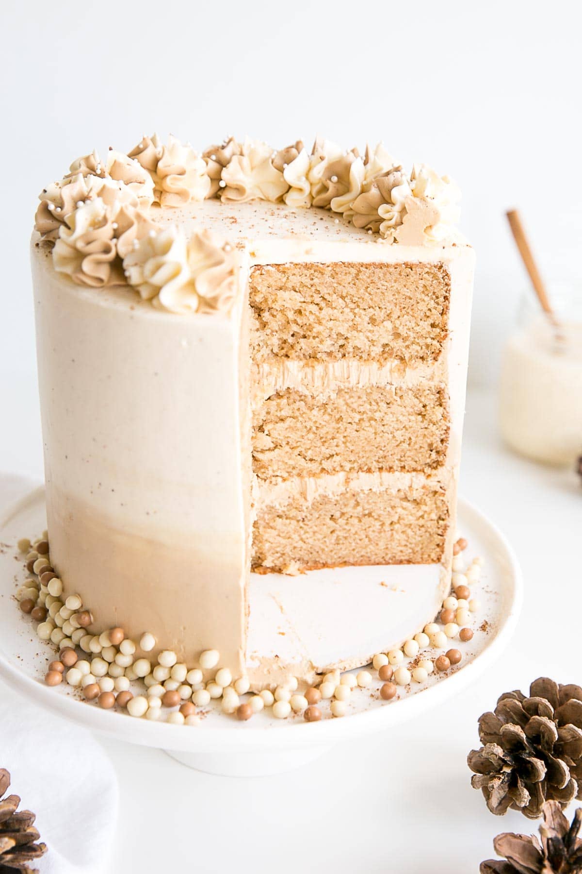 Angled cross-section shot of the cake.