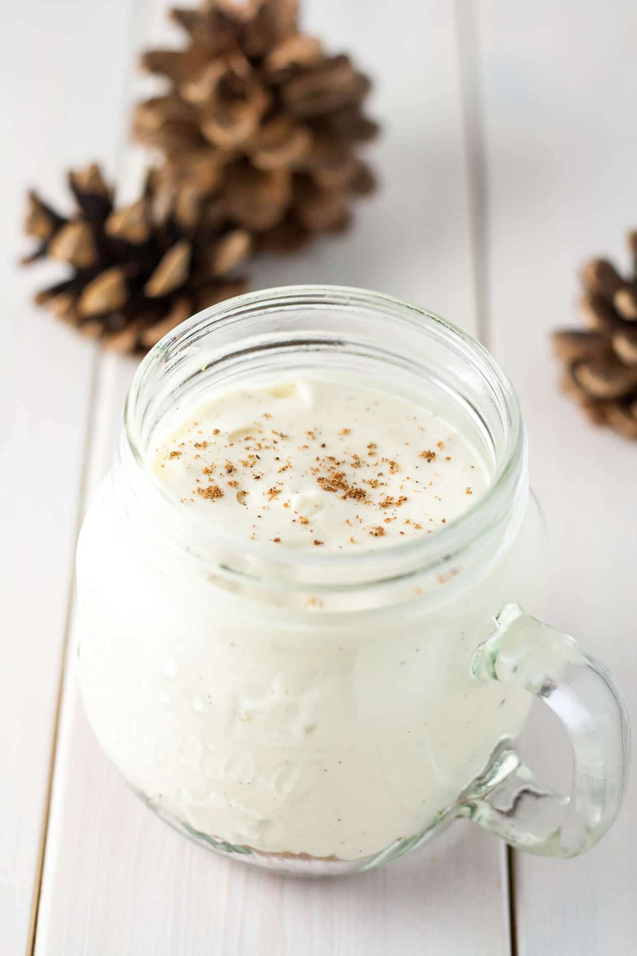 Overhead shot of the mousse in a jar.