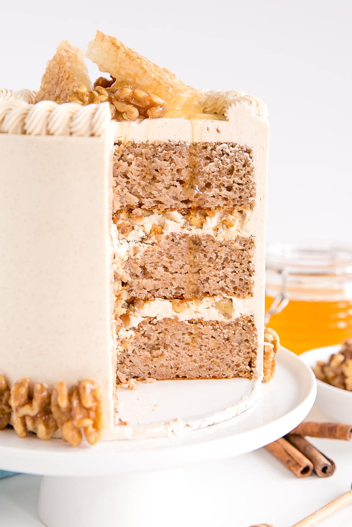 Cross section of the cake showing the three layers.