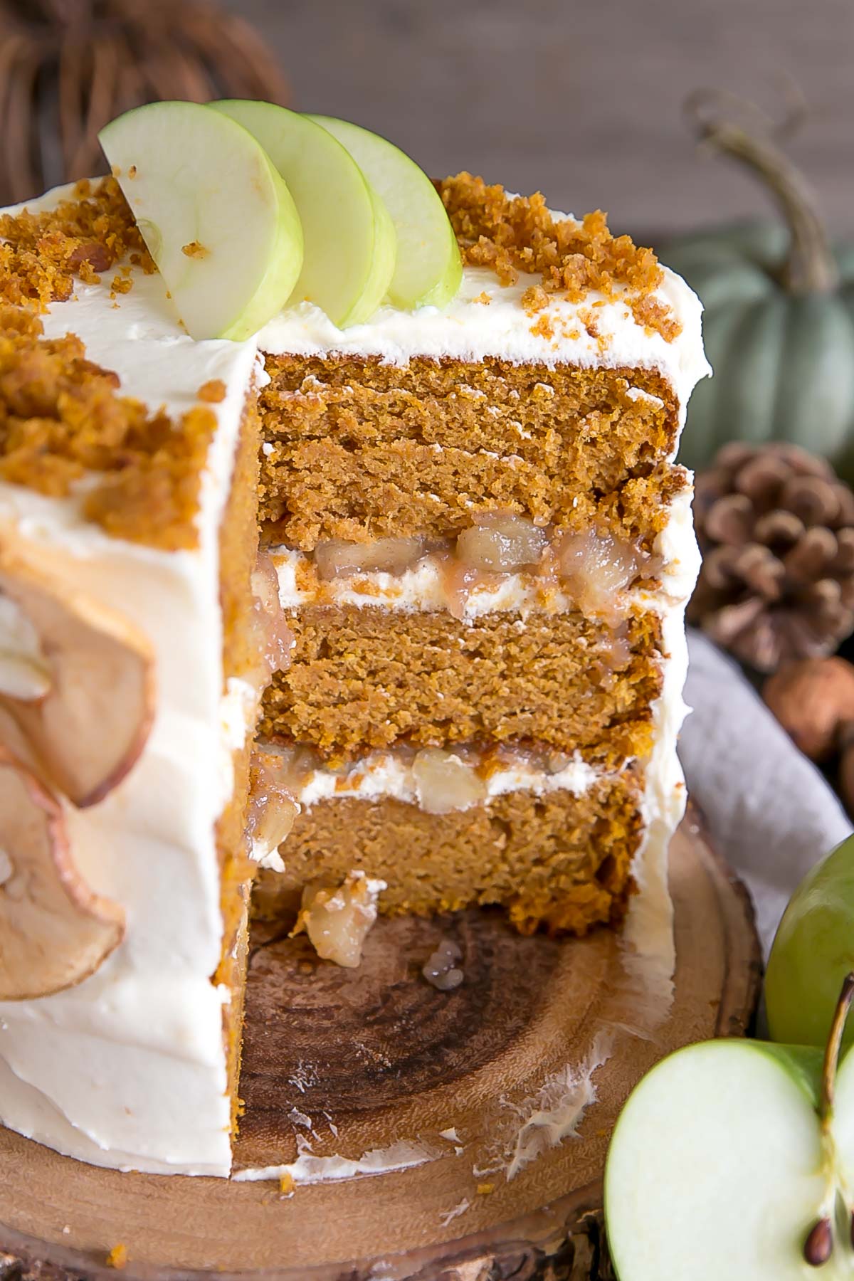 Angled cross-section of the cake.