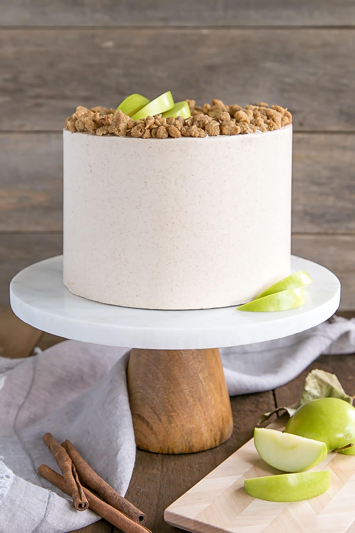 Apple Crisp Cake! Spice cake layers, apple pie filling, and apple crisp crumble.