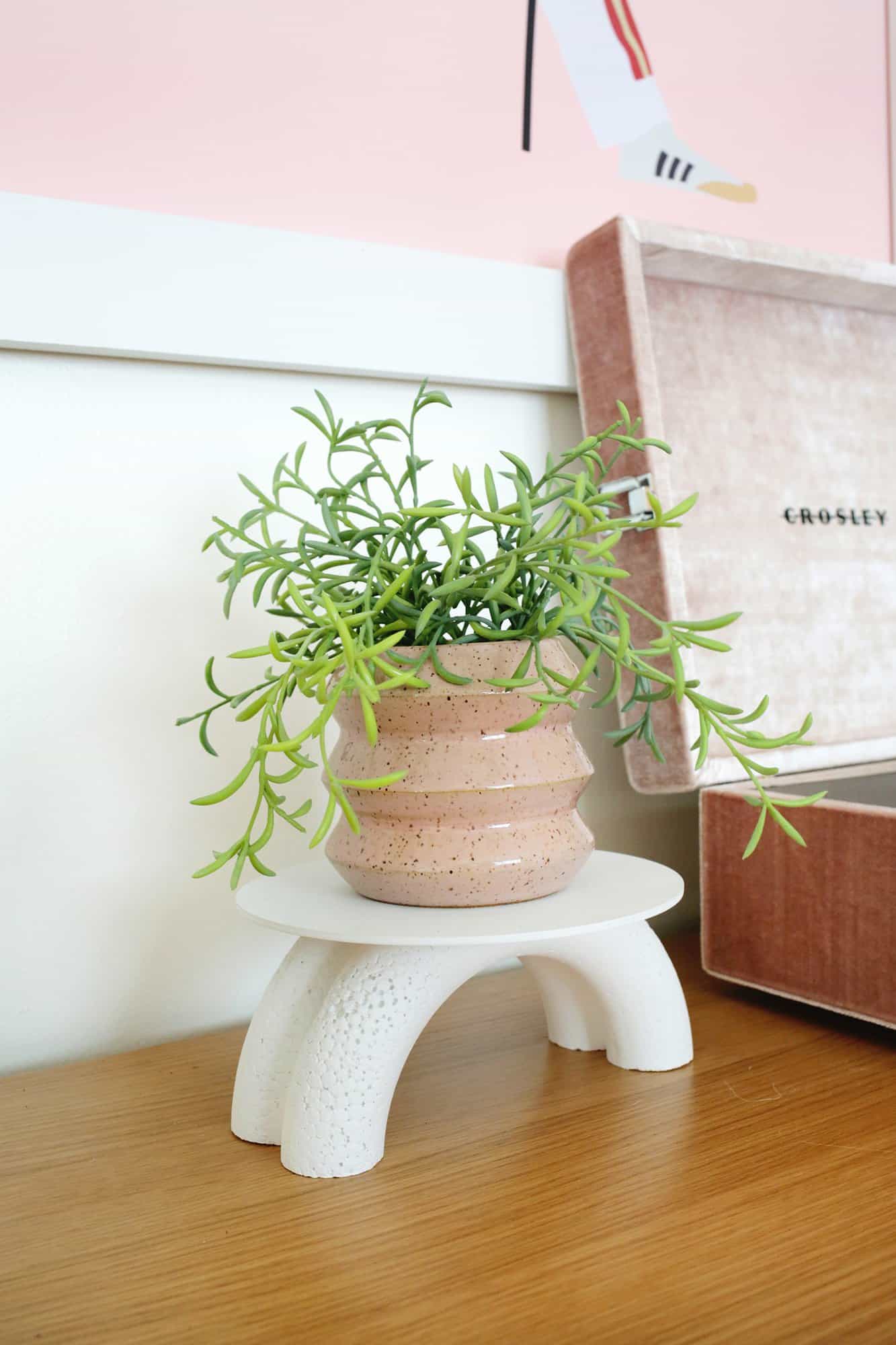 plant on the arched plant stand