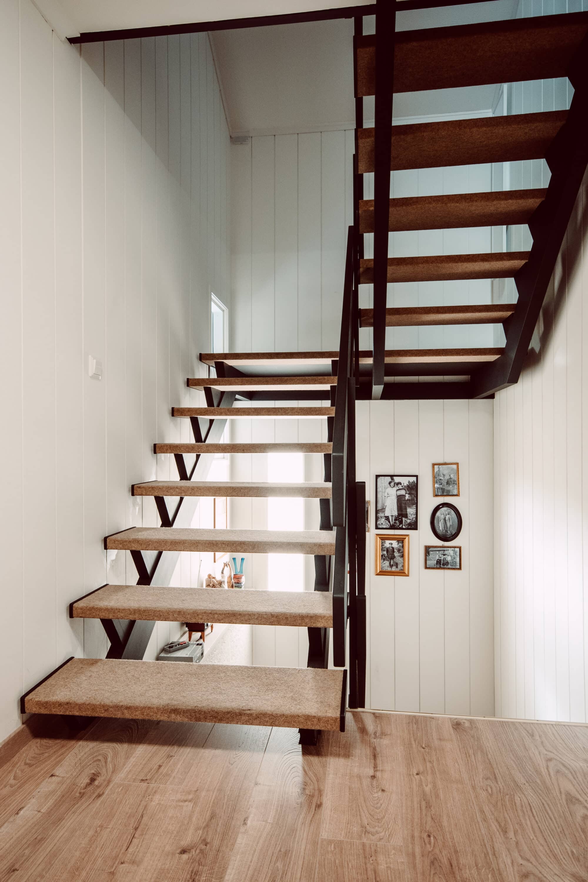 Contemporary staircase in this Scandinavian home