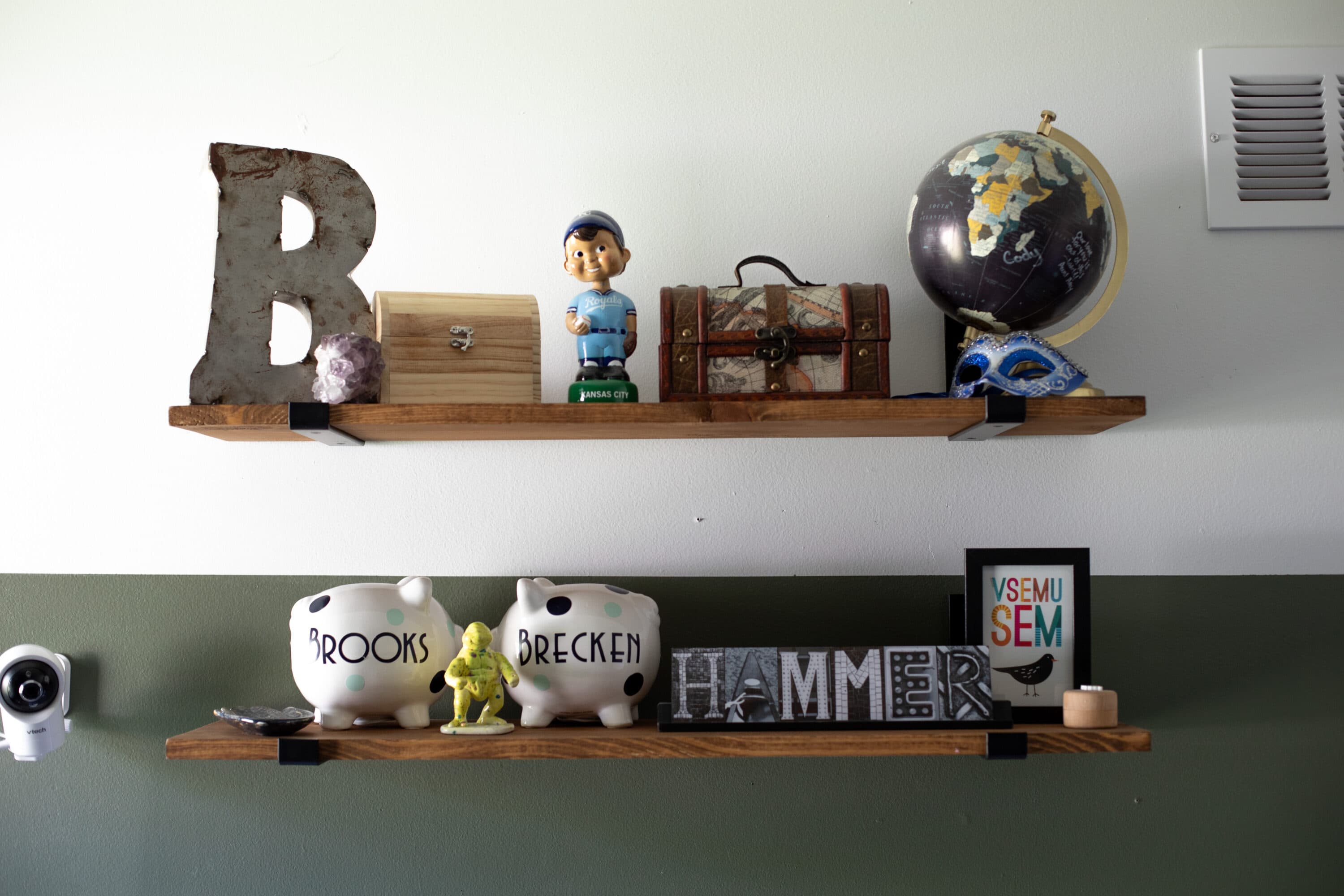 Adding wood shelves over the dresser