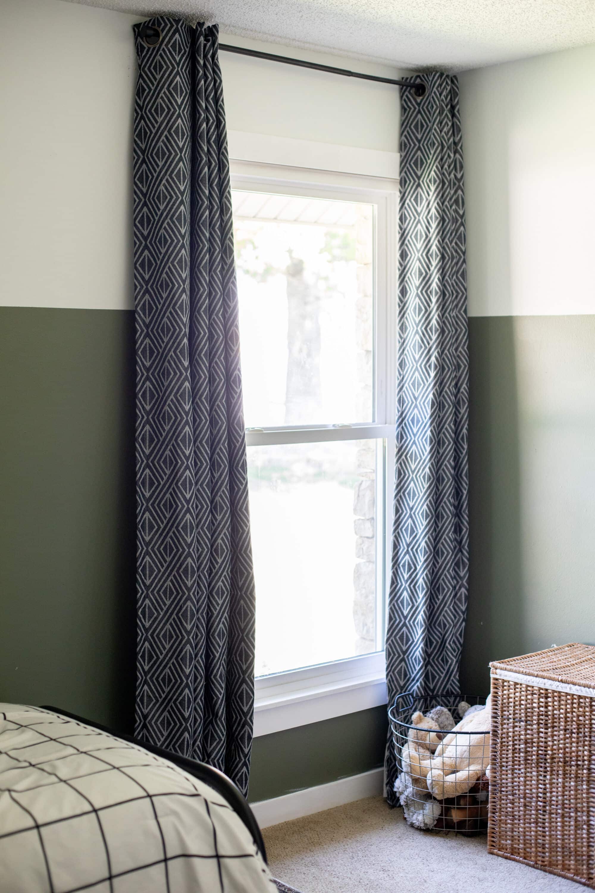 Adding striped curtains to the space