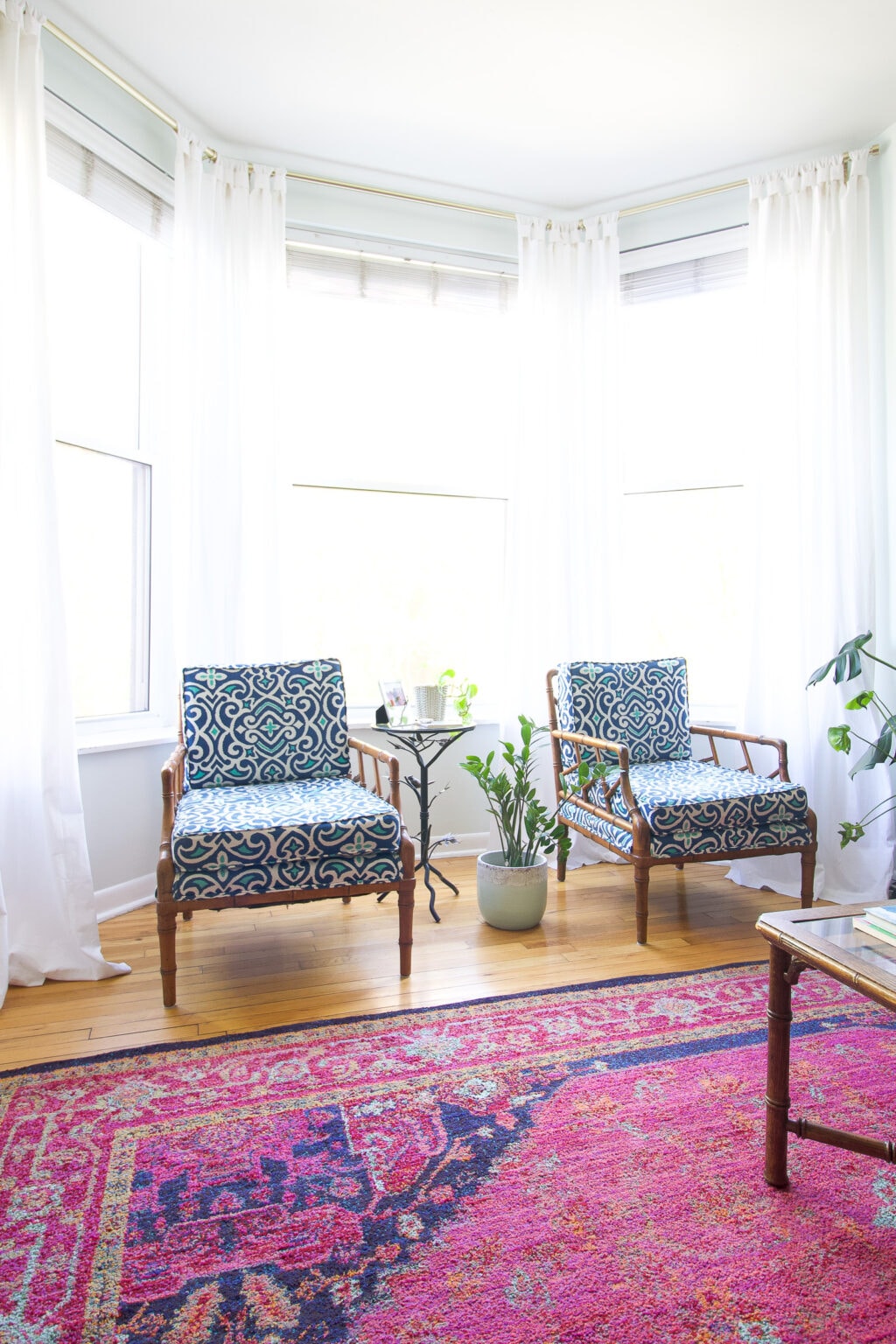 A bay window in the living room