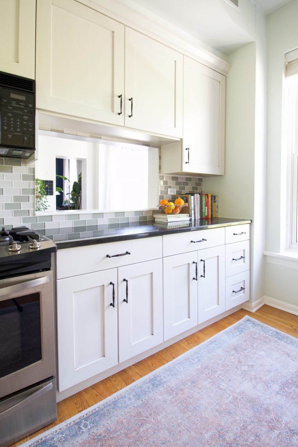 Molly's kitchen in her colorful condo