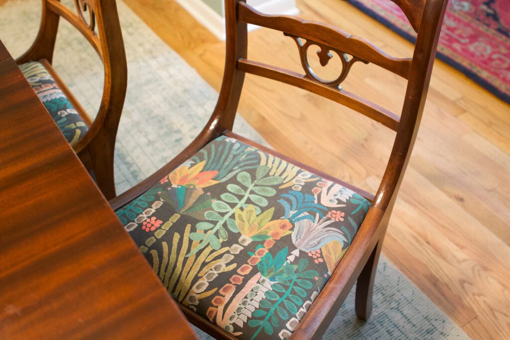 Colorful fabric on a chair