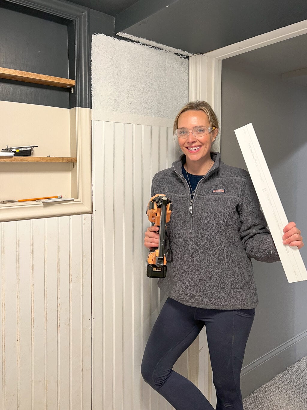 how to add chair rail to the top of your beadboard for a finished look