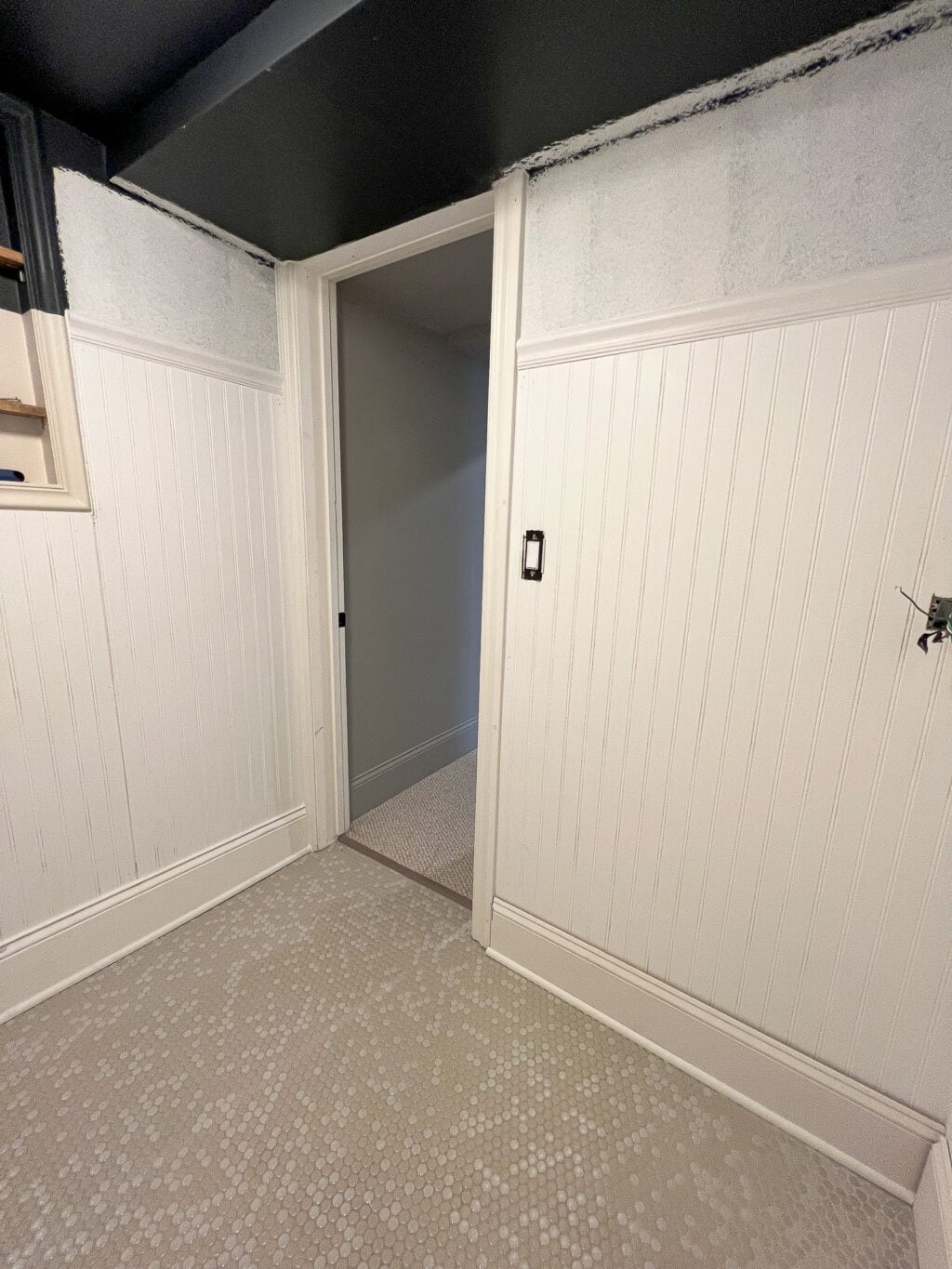 Beadboard in our basement bathroom