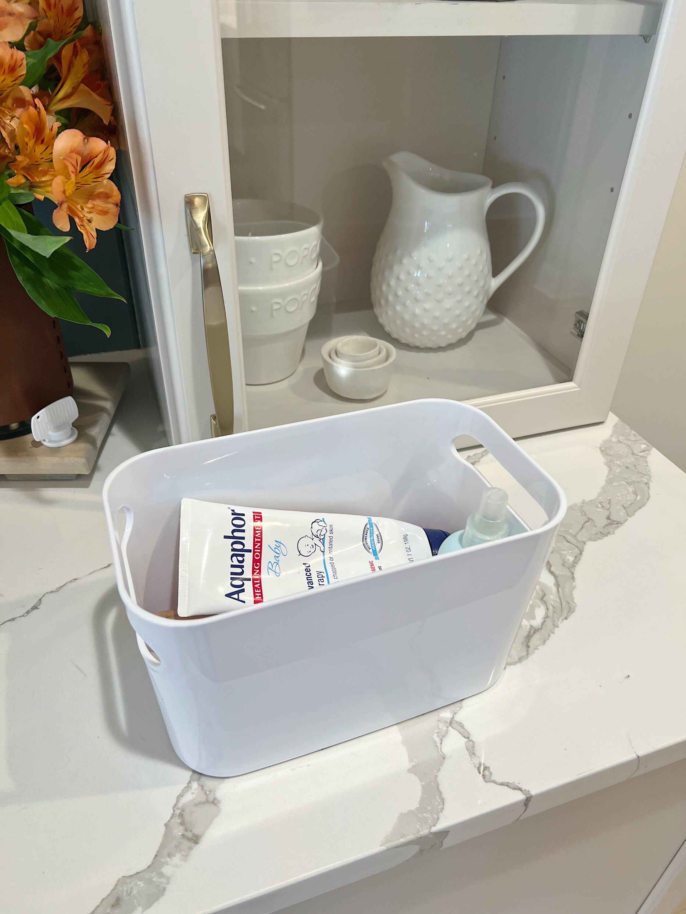 adding a toiletry basket to our kitchen