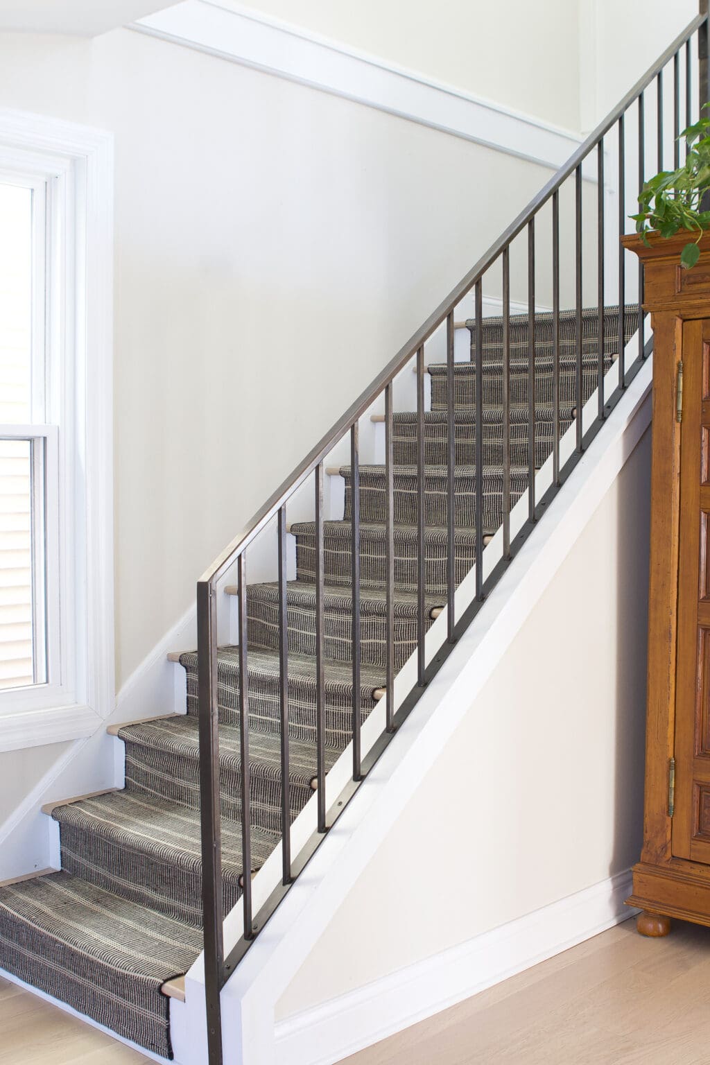 The modern metal railing design in our home