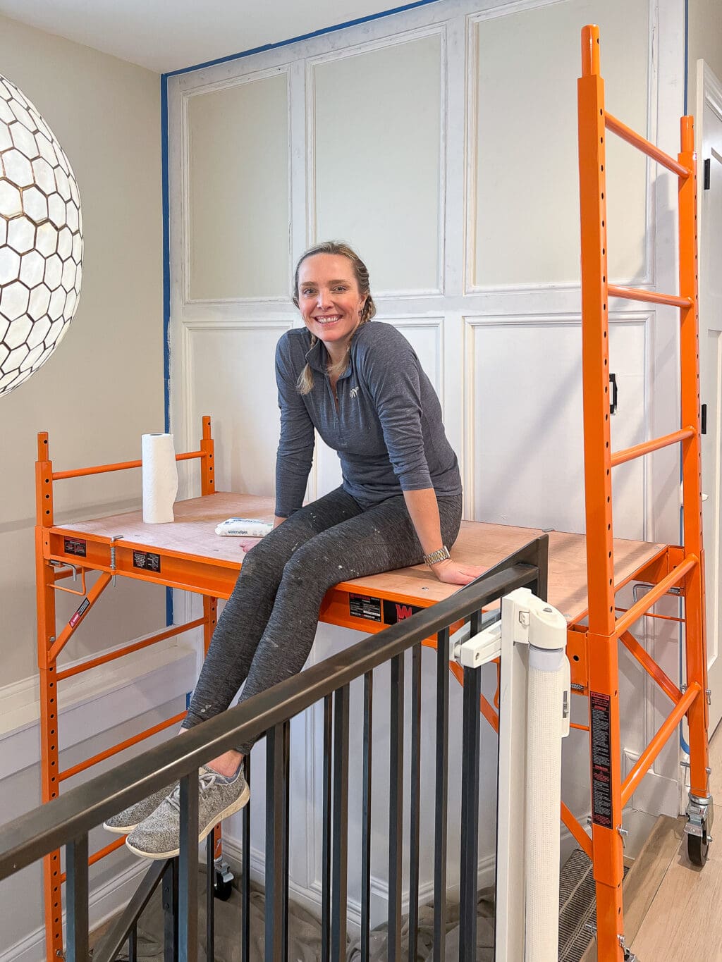 Setting up scaffolding for my stairwell accent wall