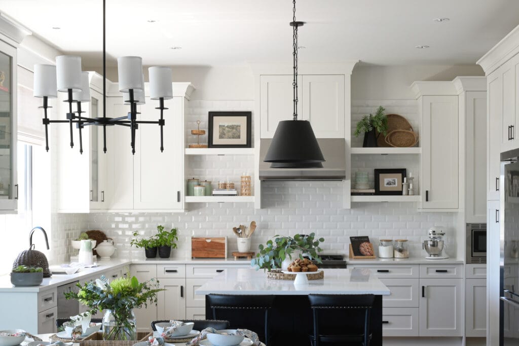 A black and white kitchen 