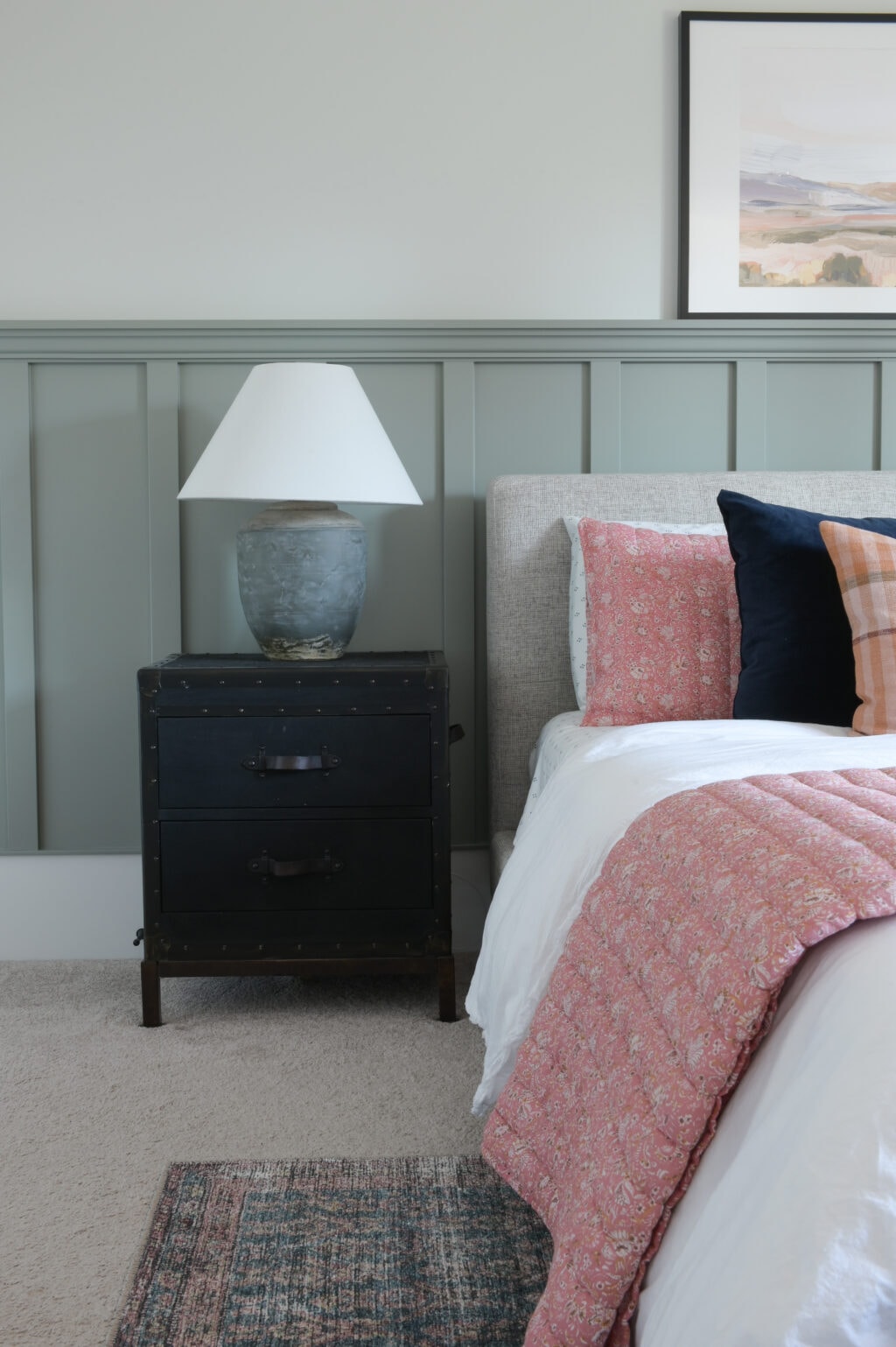 Large lamp on a nightstand 