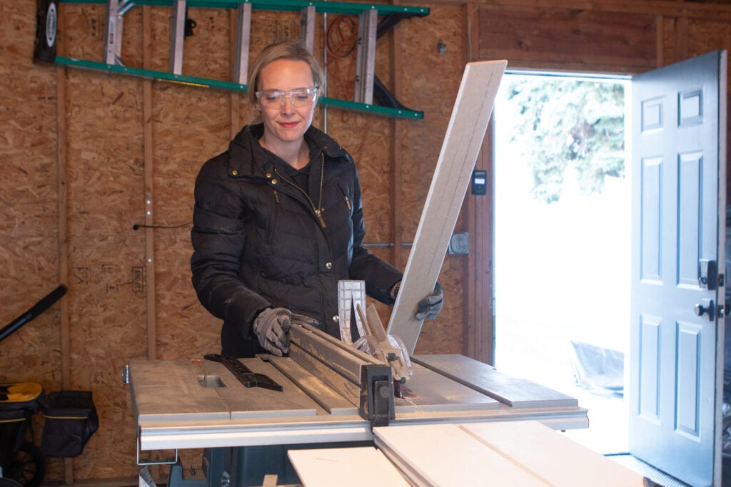 How to use a table saw to install vertical shiplap on a wall in your basement