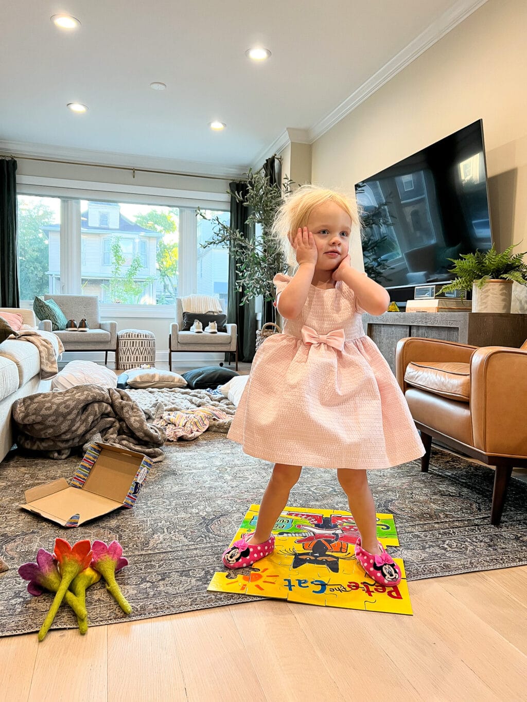 Rory in her party dress at her sleepover