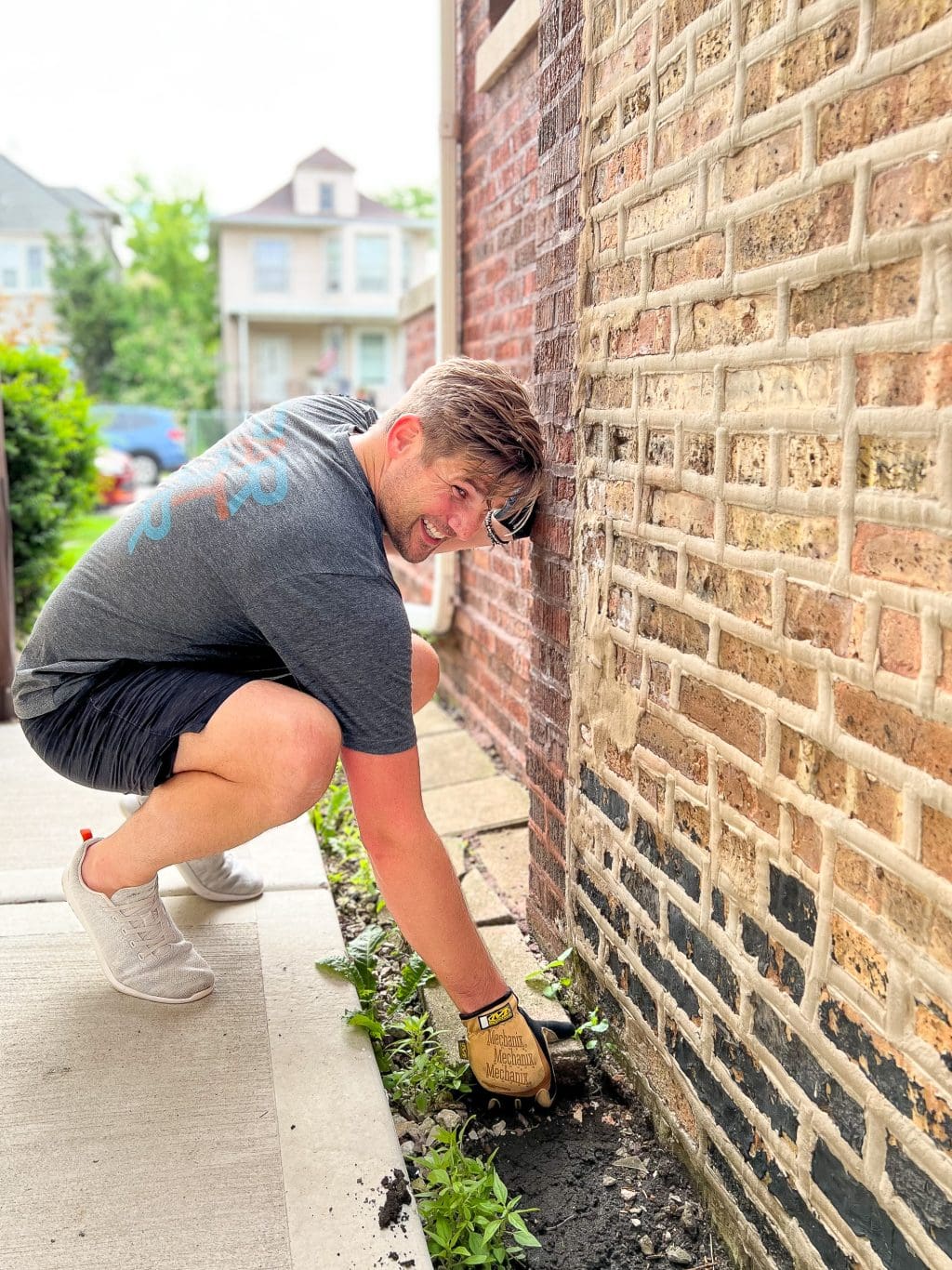 Finn working in the yard