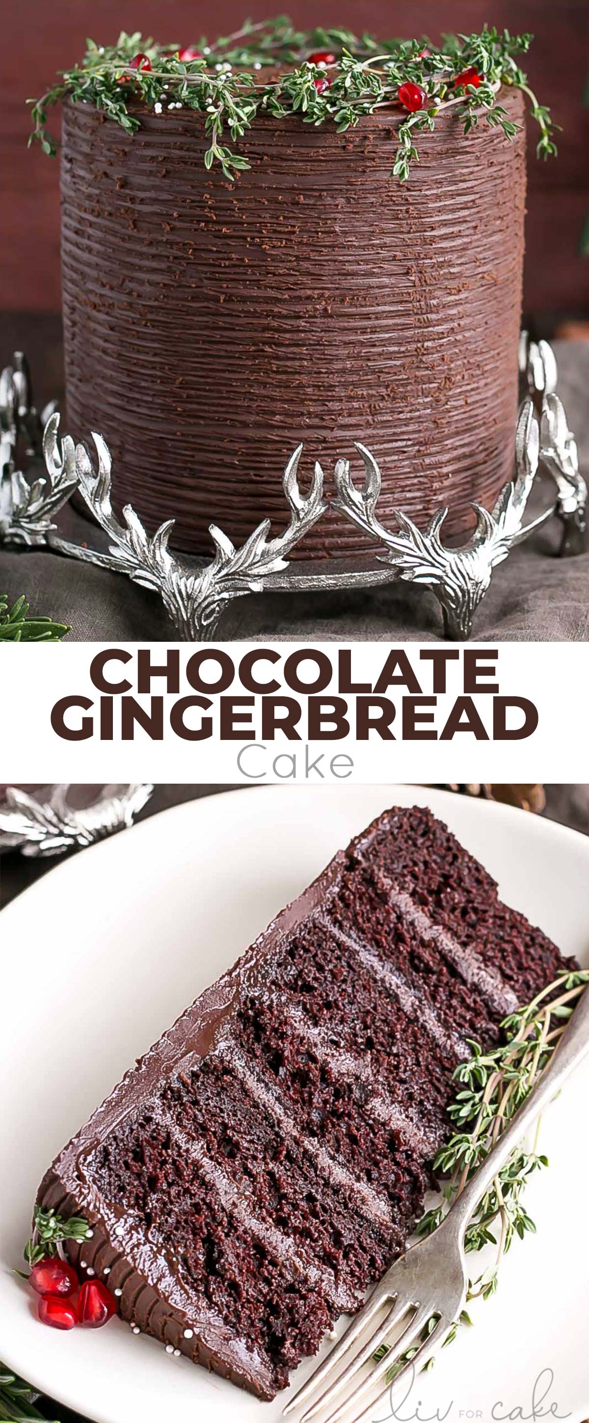 Chocolate gingerbread cake photo collage.