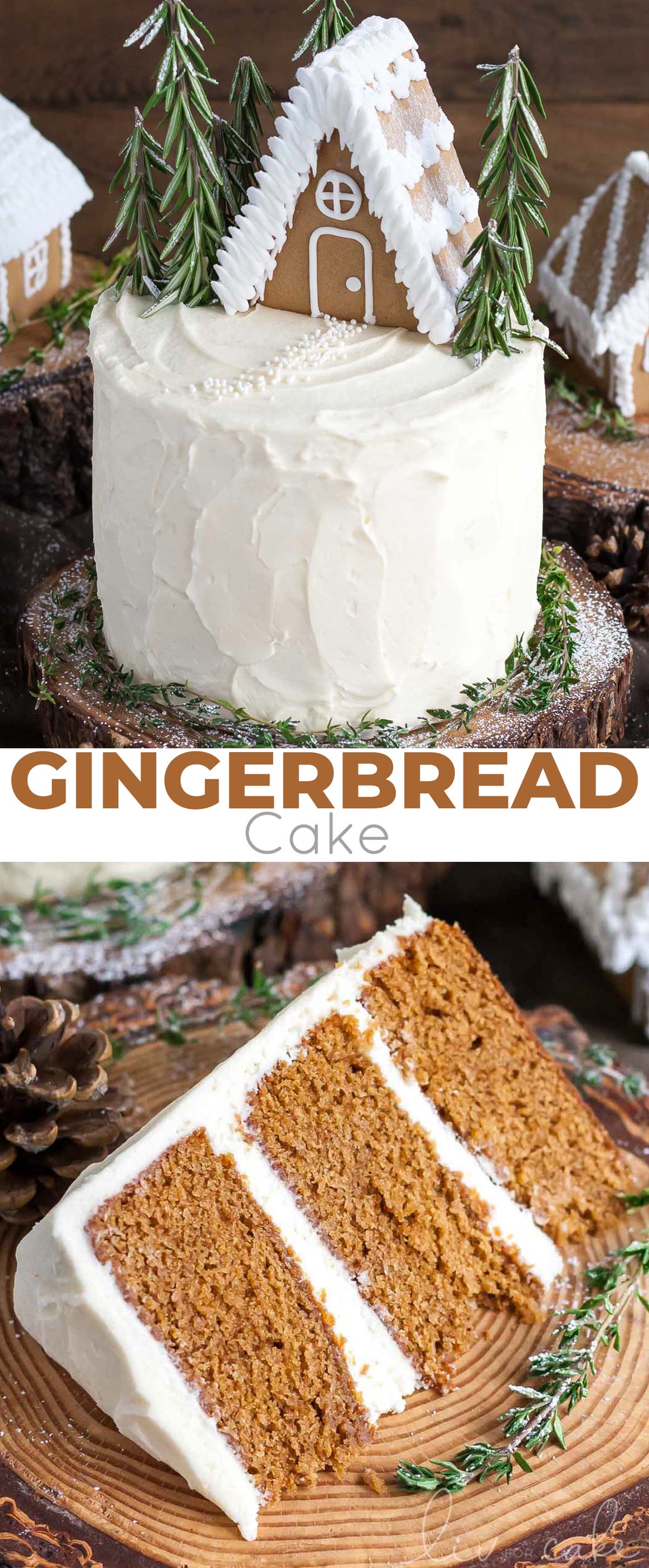 This Gingerbread Cake is perfect for the holidays! A moist and delicious ginger cake with a tangy cream cheese frosting. | livforcake.com