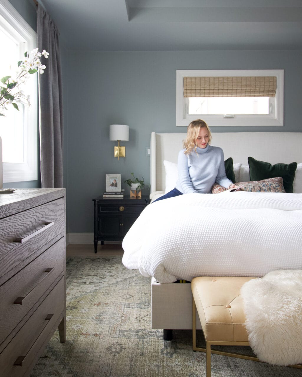 Enjoying our modern organic bedroom