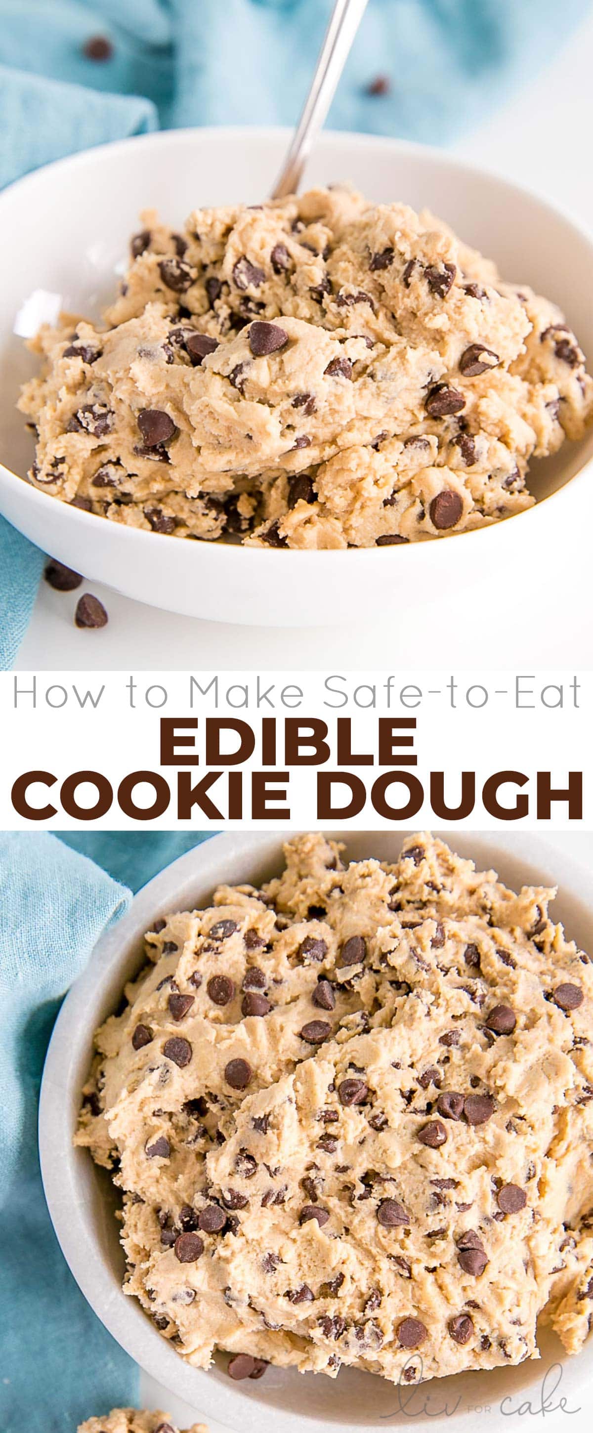 This easy edible cookie dough recipe is the perfect sweet treat! Eggless cookie dough with heat-treated flour makes it safe for everyone to eat! | livforcake.com