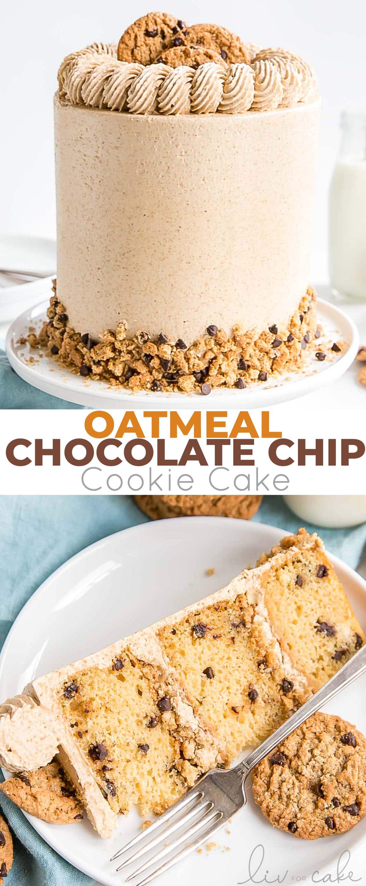 Oatmeal cookie cake photo collage.