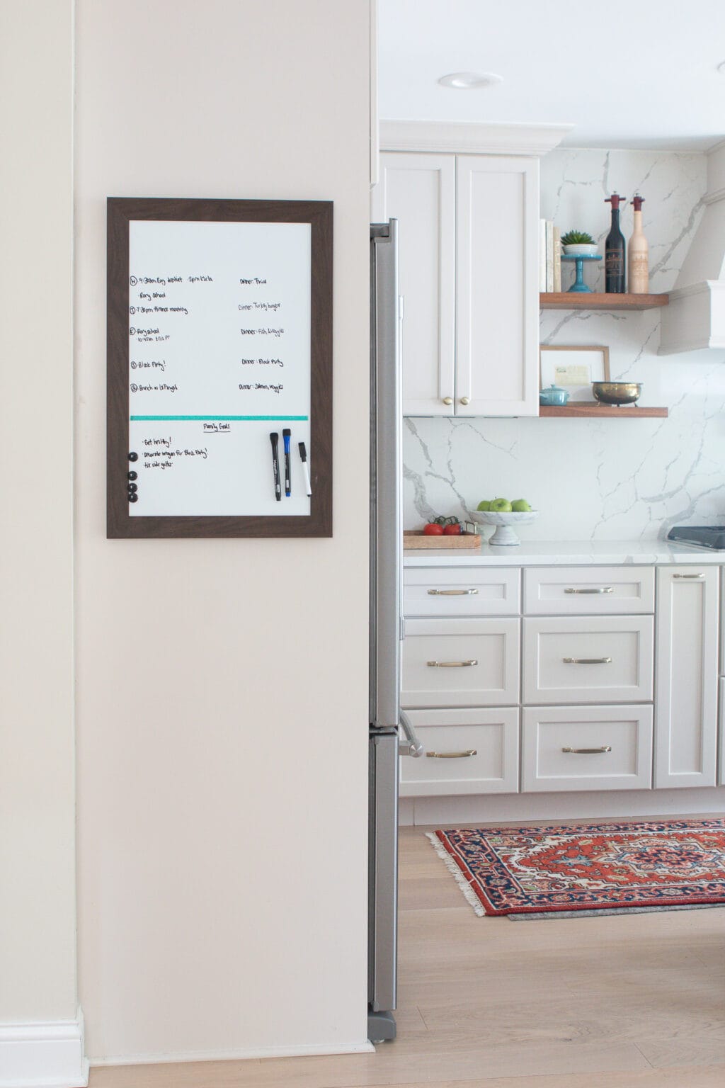 white board in the kitchen