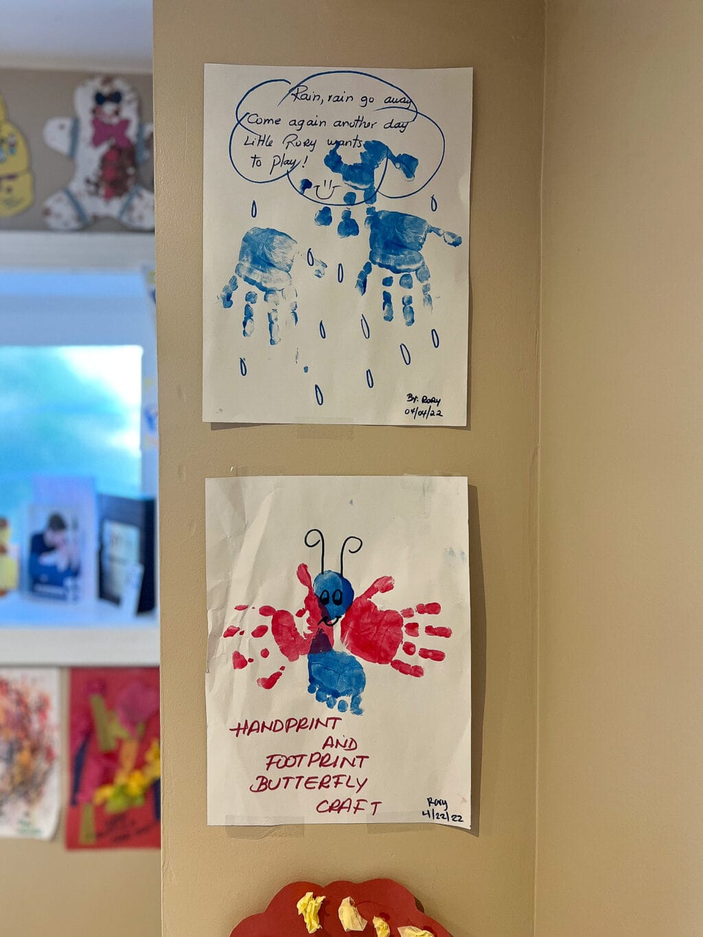 Handprints of kids' artwork