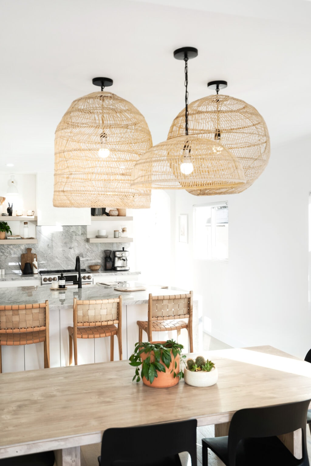 woven baskets to create a unique chandelier