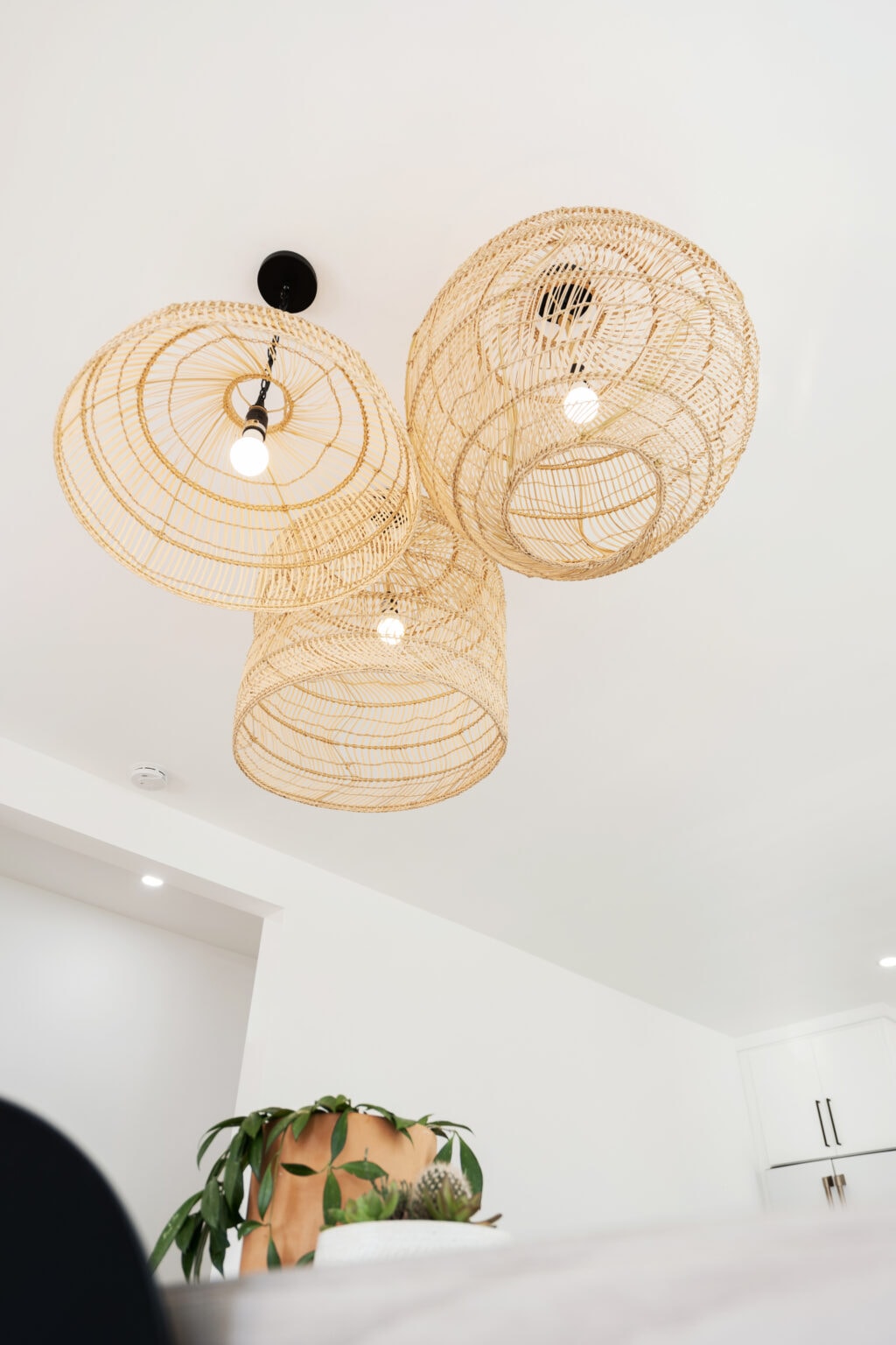 Woven basket chandelier