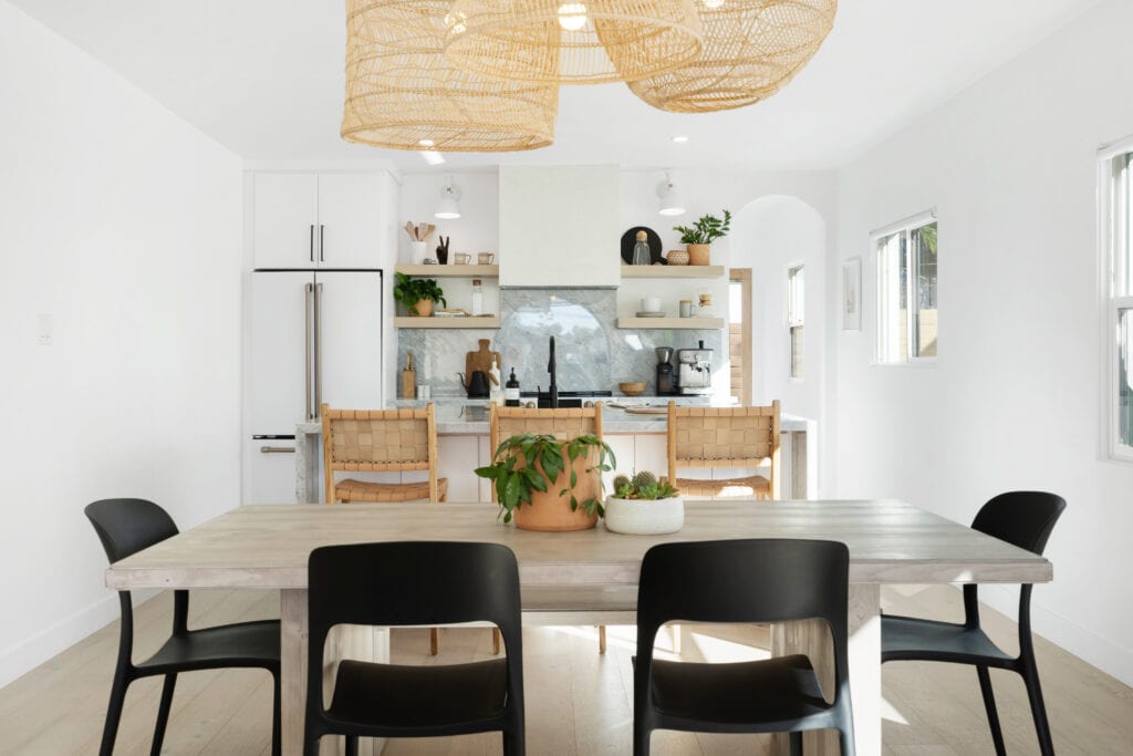 Dining room and kitchen in an open concept space