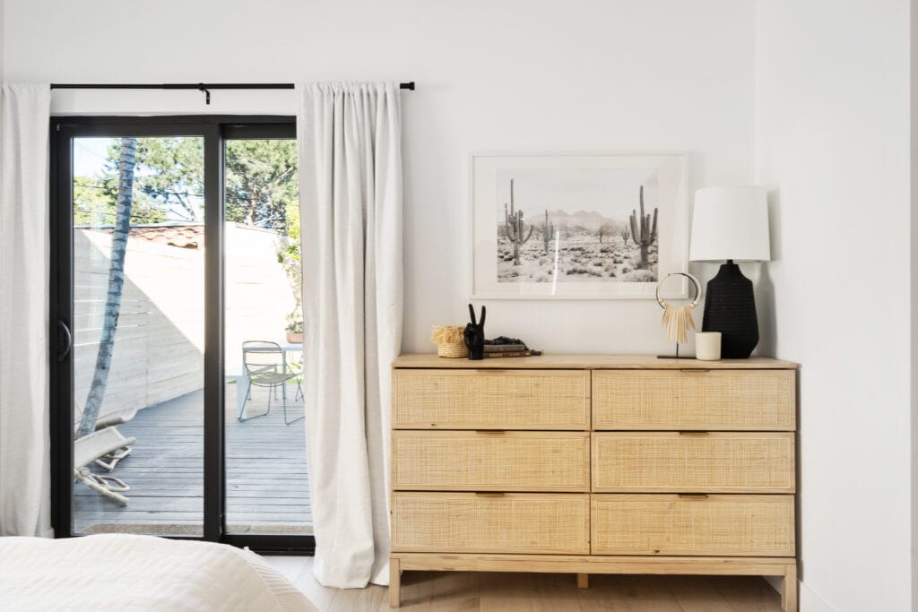 Rattan dresser in a west coast home 