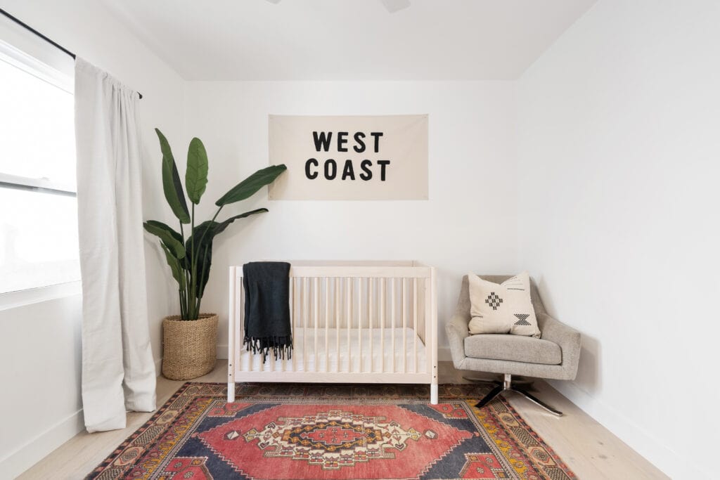 A west coast sign over a crib