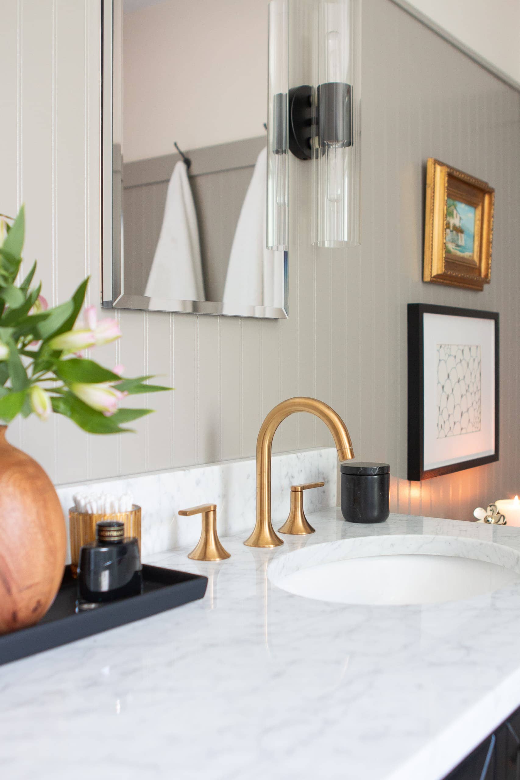 My black and gold marble bathroom