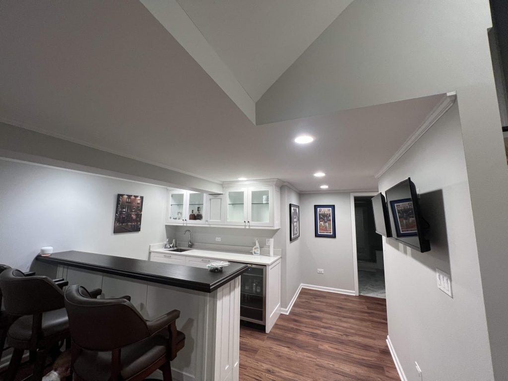 bar area in the basement