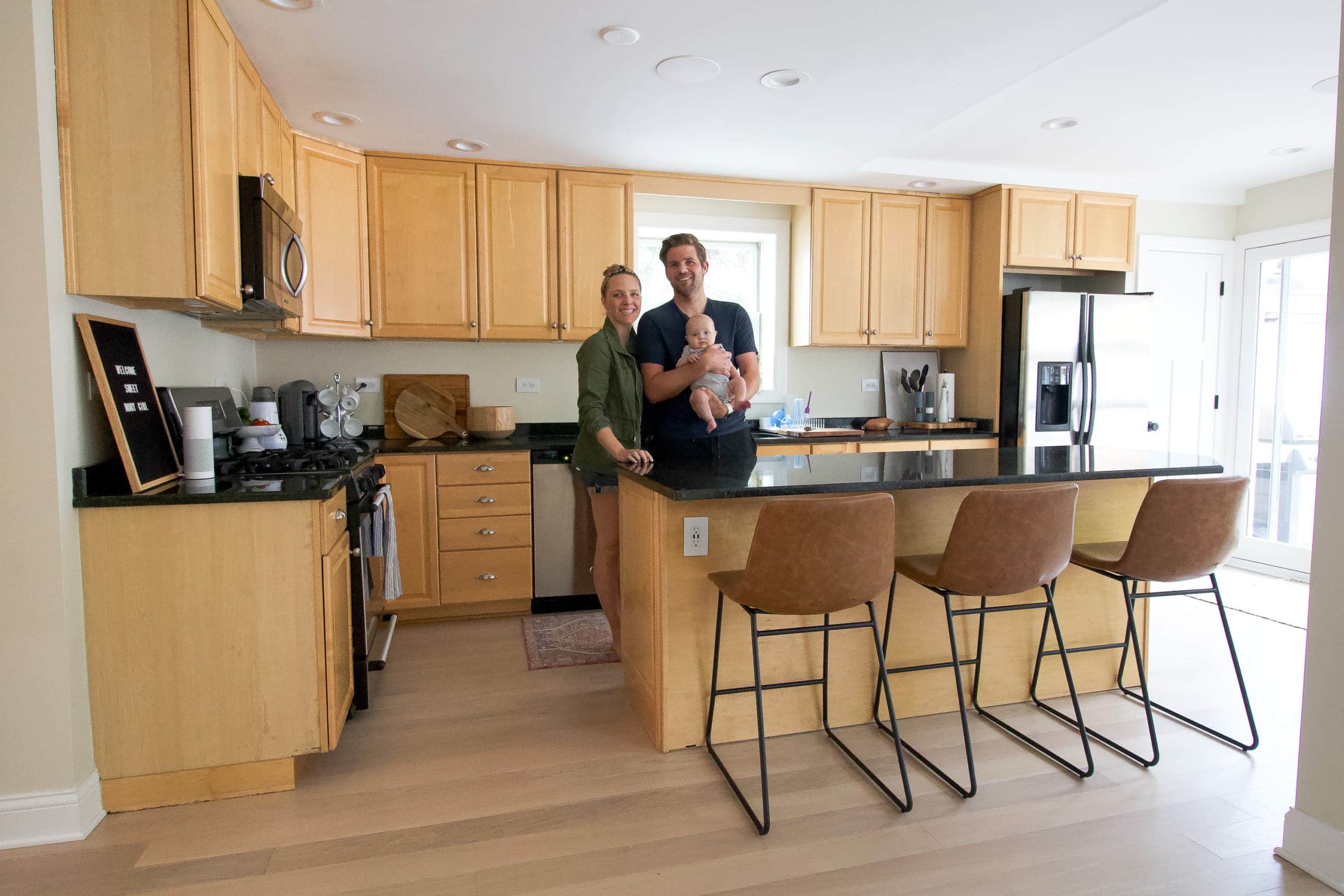 Family photo before kitchen renovation