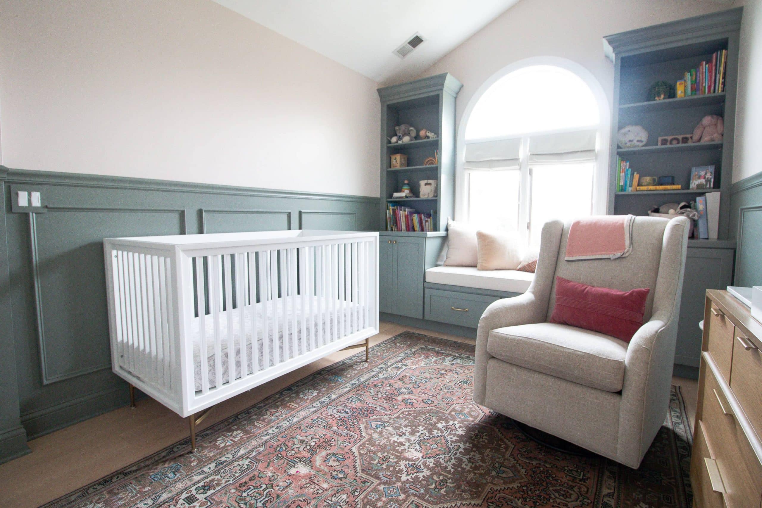 Our sage green and blush nursery