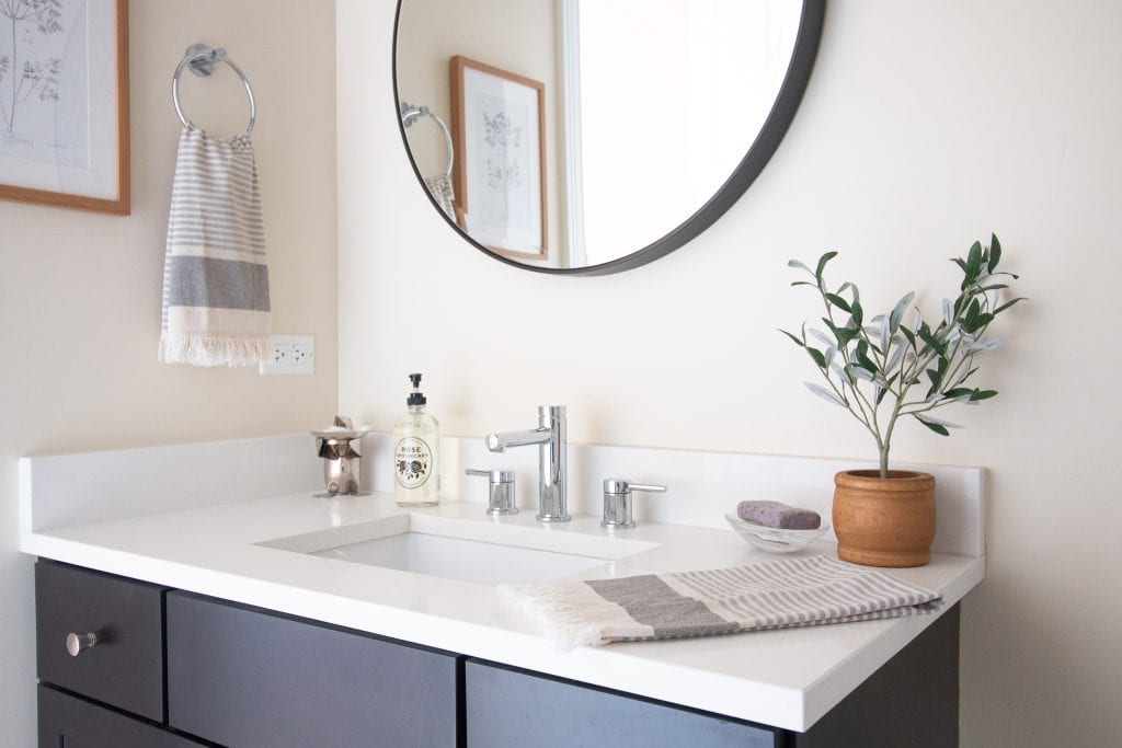 modern bathroom sink round mirror