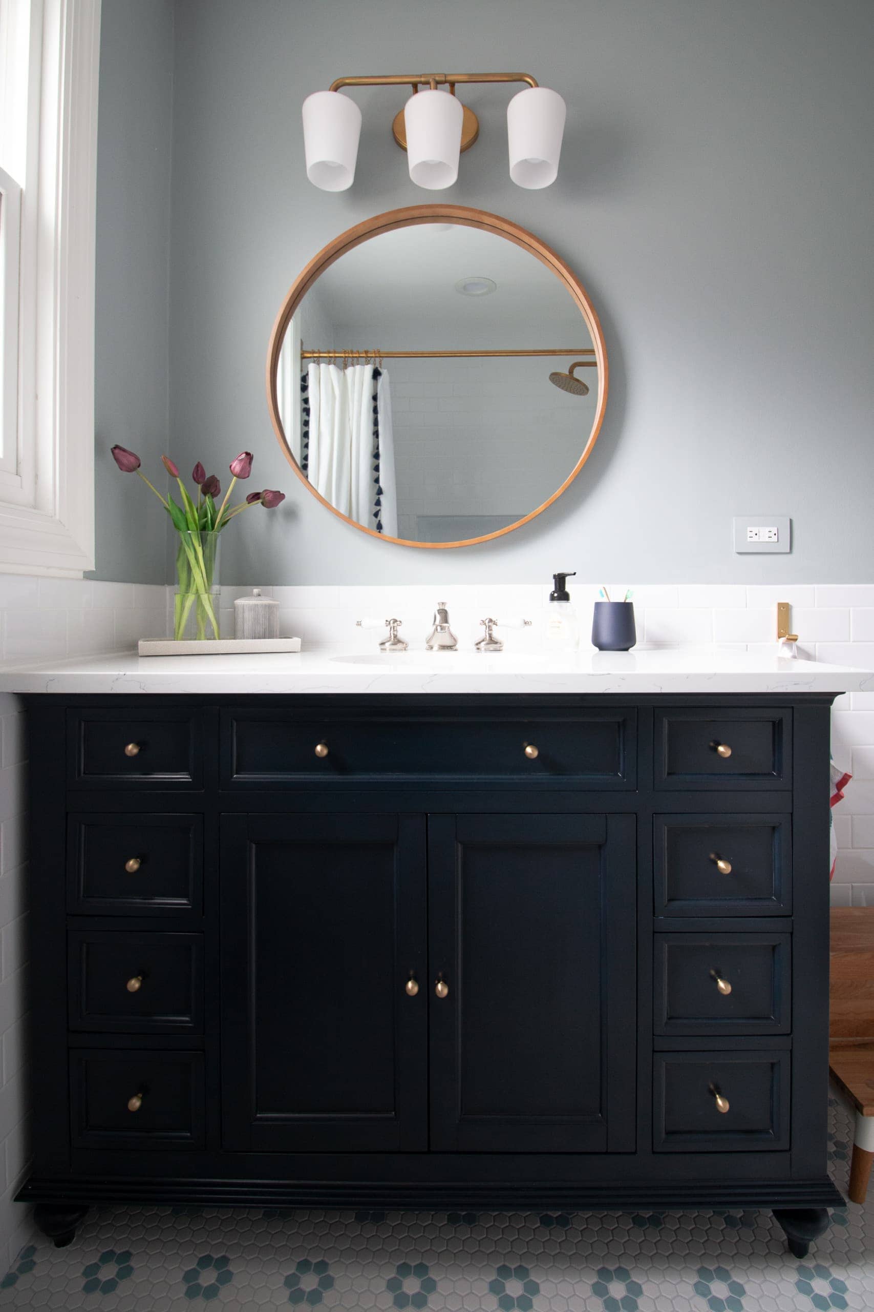 Navy vanity from Signature Hardware