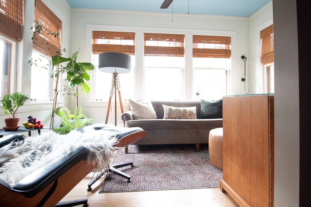 The sun room in Lydia's whimsical home