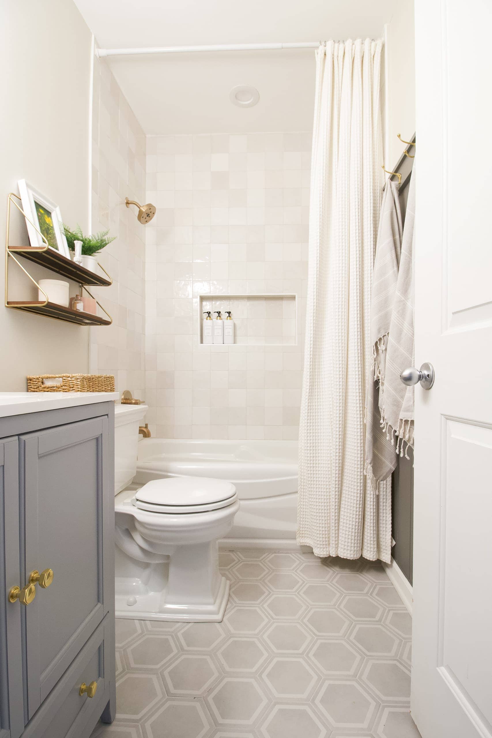 A gray and gold bathroom reveal