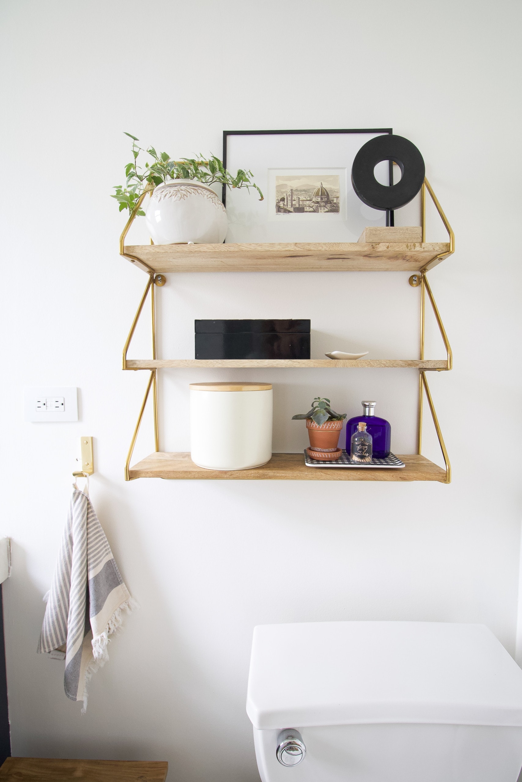 Adding wood shelves to a bathroom