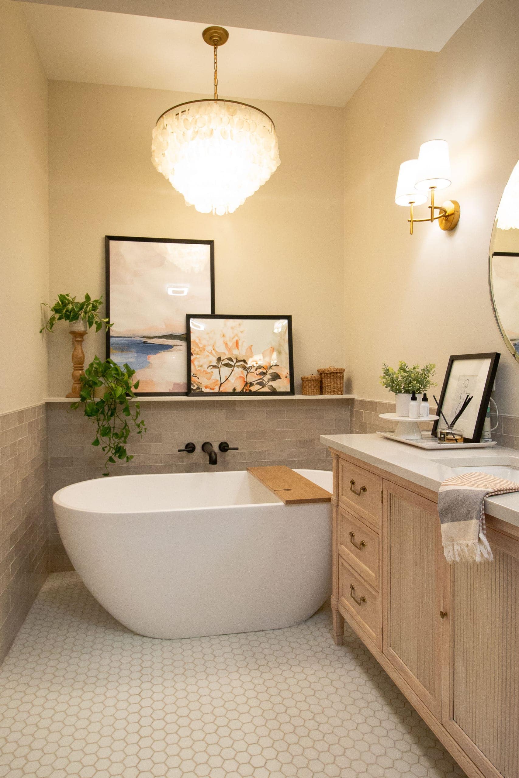 Adding a chandelier over the bathtub