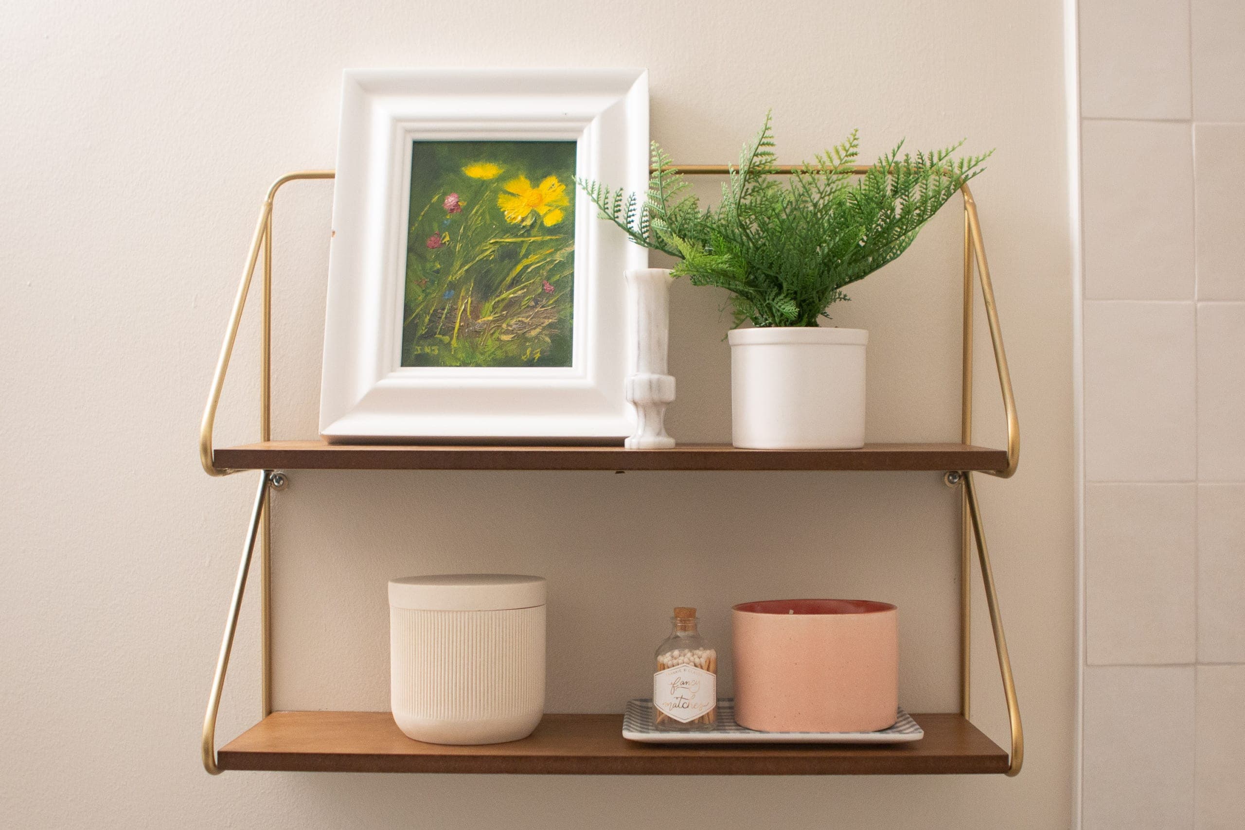 Hanging shelves in a bathroom