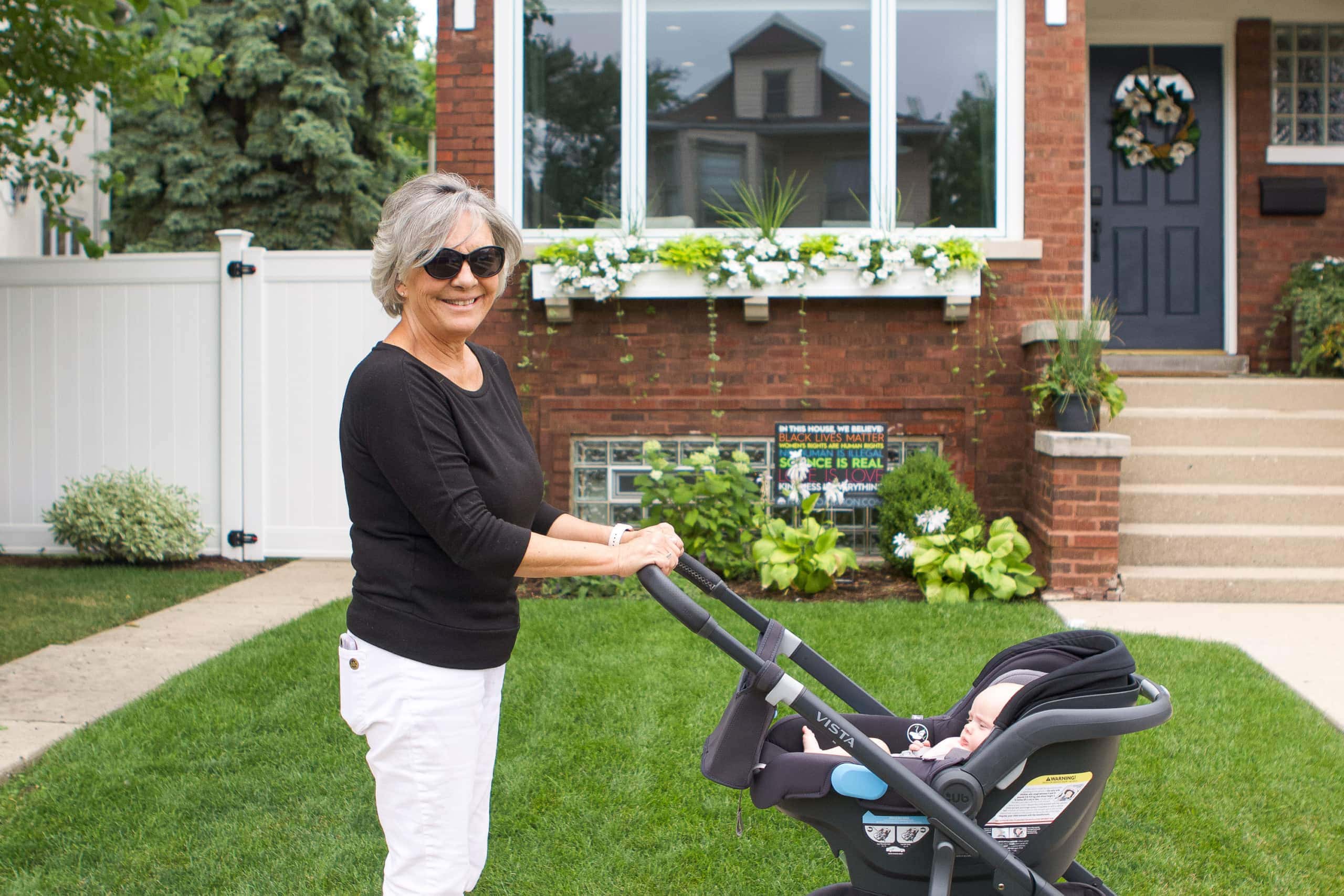 Jan taking Rory on a walk